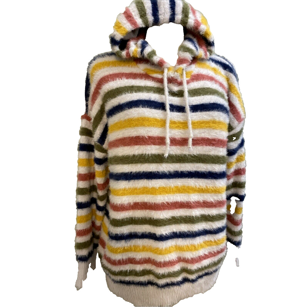 Anthropologie Oliver Striped Soft Multicolor Hooded Sweater L